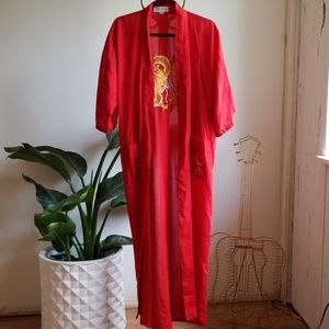 Red dragon embroidered kimono